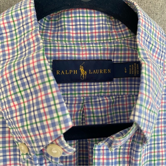Ralph Lauren Men's Blue and Red Striped Button Down Shirt size Large - Picture 3 of 6